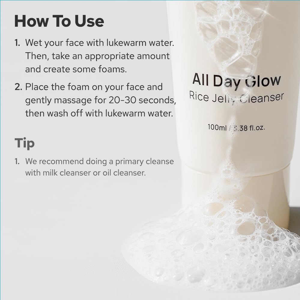 All Day Glow Rice Jelly Cleanser, 56% Rice Extract